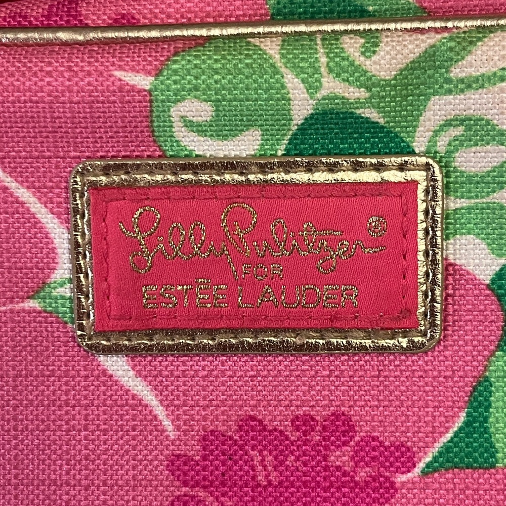 Lilly Pulitzer x Estee Lauder Floral Zip Around Cosmetic Makeup Bag Gold Trim - Picture 5 of 7